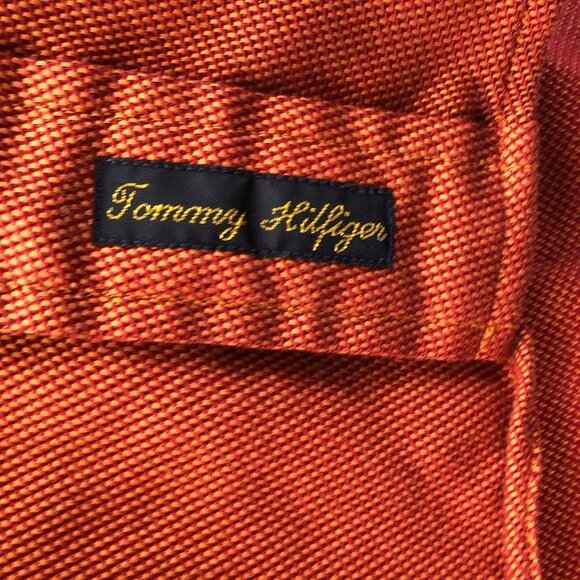 Tommy Hilfiger Mens Shirt Medium Long Sleeve Textured Rust Orange Button Down - Picture 5 of 10